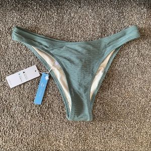Cupshe Green Textured Cheeky Bikini Bathing Suit Bottom Size Large NWT